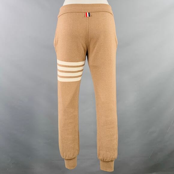 THOM BROWNE Size 0 Brown Cream Cotton Blend Stripe Casual Pants - Picture 4 of 8